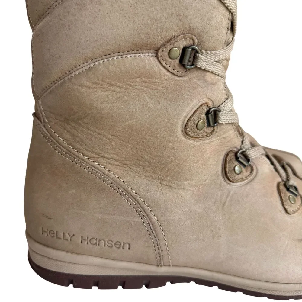 Helly Hansen Skuld 4 Winter Waterproof Leather Boots Beige Women's Size 9.5